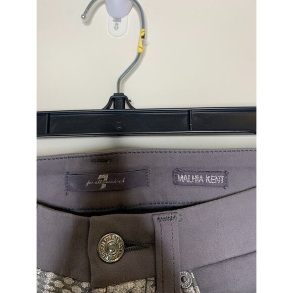 7 for all Mankind Womens 26 Jeans Malhia Kent Metallic Silver Coated Gray Slim - Picture 5 of 10